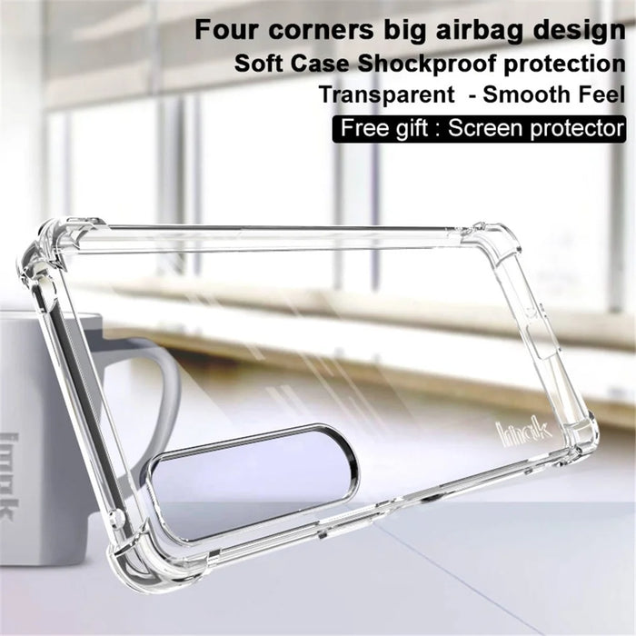 IMAK for Sony Xperia 1 IV Soft TPU Case Shock-Absorbing Four-Corner Airbag Protection Cover with Screen Protector - Transparent - 2
