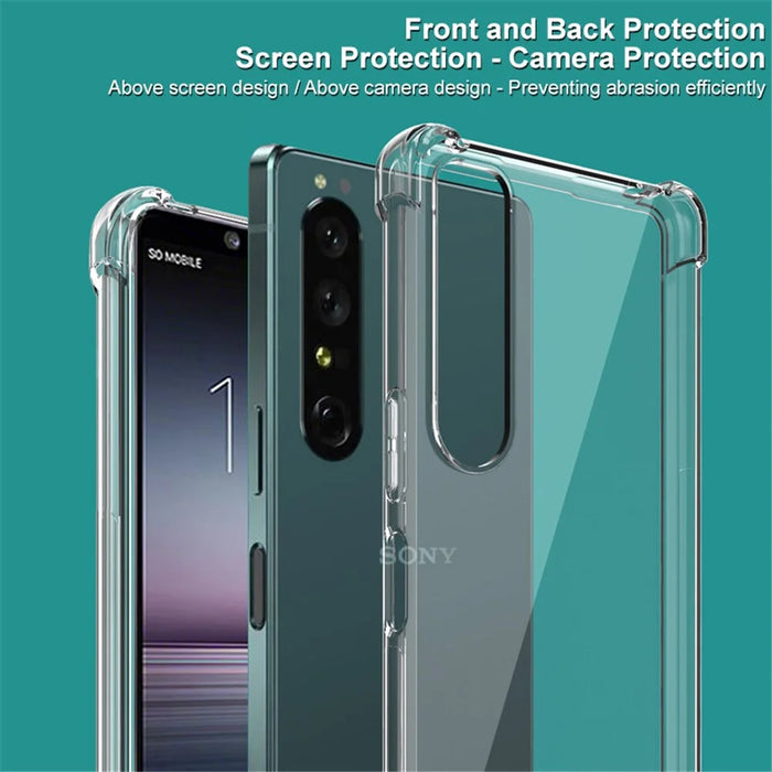 IMAK for Sony Xperia 1 IV Soft TPU Case Shock-Absorbing Four-Corner Airbag Protection Cover with Screen Protector - Transparent - 3