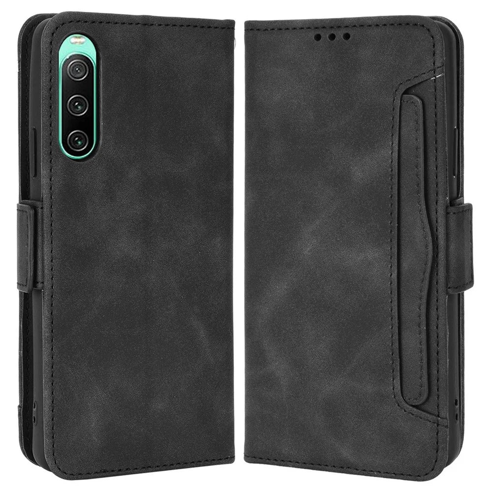 For Sony Xperia 10 IV Wallet Style Stand Phone Bag Case Magnetic Flip Shockproof PU Leather Phone Cover - Black - 1