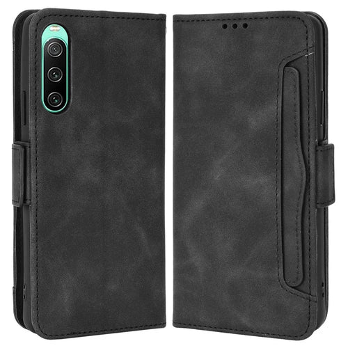 For Sony Xperia 10 IV Wallet Style Stand Phone Bag Case Magnetic Flip Shockproof PU Leather Phone Cover - Black - 1
