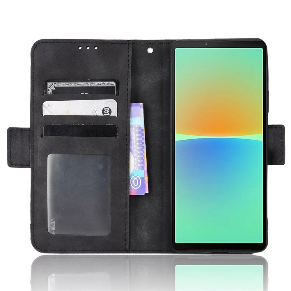 For Sony Xperia 10 IV Wallet Style Stand Phone Bag Case Magnetic Flip Shockproof PU Leather Phone Cover - Black - 2