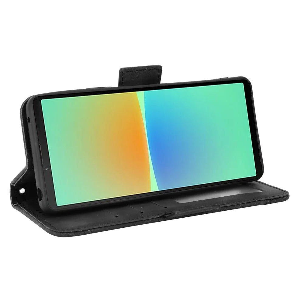 For Sony Xperia 10 IV Wallet Style Stand Phone Bag Case Magnetic Flip Shockproof PU Leather Phone Cover - Black - 3