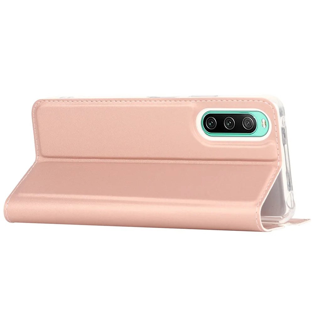 All-round Protection Leather Case for Sony Xperia 10 IV 5G, Magnetic Auto Closing Stand Anti-scratch Phone Cover - Rose Gold - 4