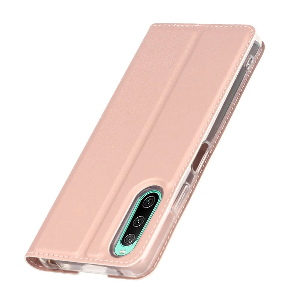 All-round Protection Leather Case for Sony Xperia 10 IV 5G, Magnetic Auto Closing Stand Anti-scratch Phone Cover - Rose Gold - 5