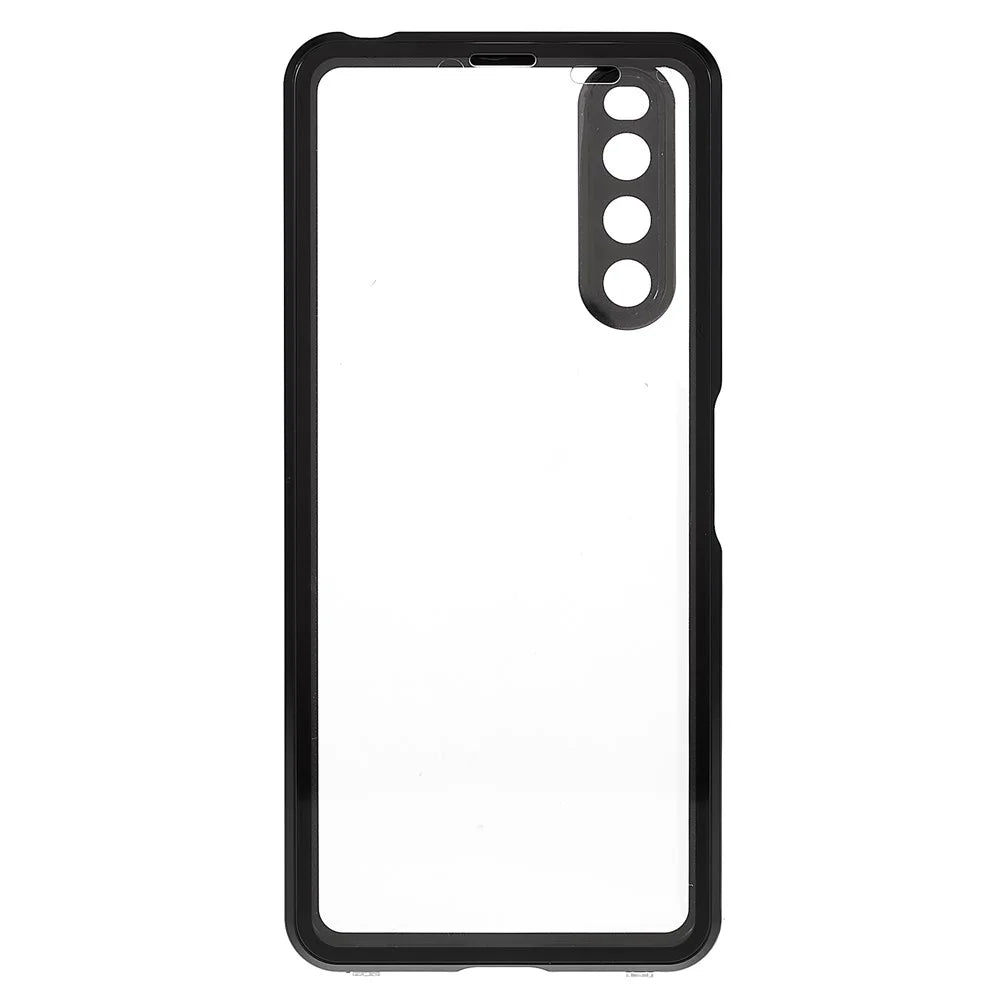 For Sony Xperia 10 IV 5G Anti-drop Phone Case Metal Frame + Tempered Glass + PC Back Hybrid Cover Magnetic Closure Phone Shell Case - Black - 2