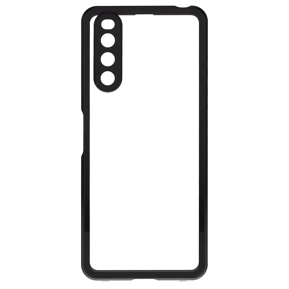 For Sony Xperia 10 IV 5G Anti-drop Phone Case Metal Frame + Tempered Glass + PC Back Hybrid Cover Magnetic Closure Phone Shell Case - Black - 3