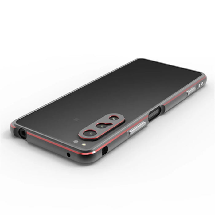 For Sony Xperia 5 IV 5G Well-protected Phone Case Metal Frame Shock Absorbent Bumper Cover with Camera Lens Protector - Green  /  Silver - 2
