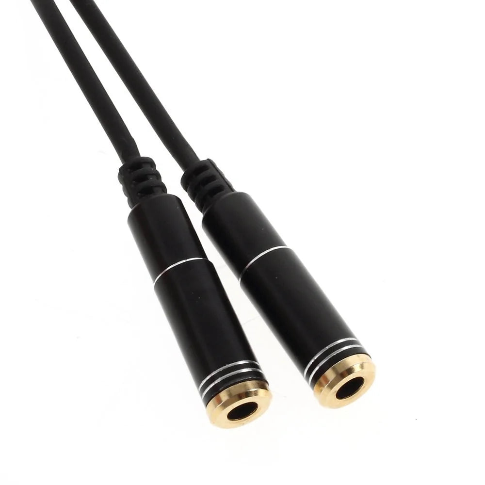 3.5mm Male to 2 Female Audio Extension Cord Earphone Audio Splitter Cable, Length: 30cm - Black - 3