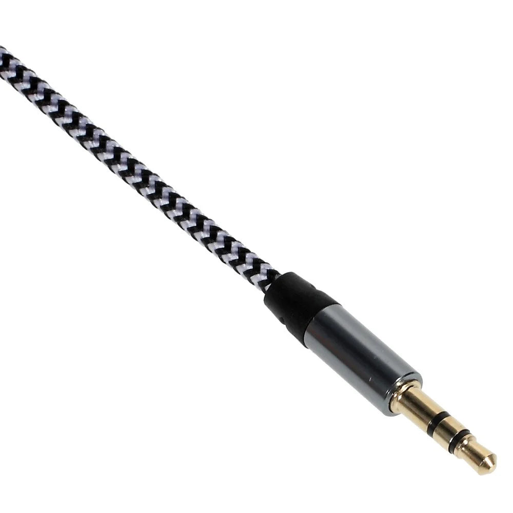Nylon Woven 3.5mm Male to Male Stereo Audio AUX Cable Connection Cord - Black - 2