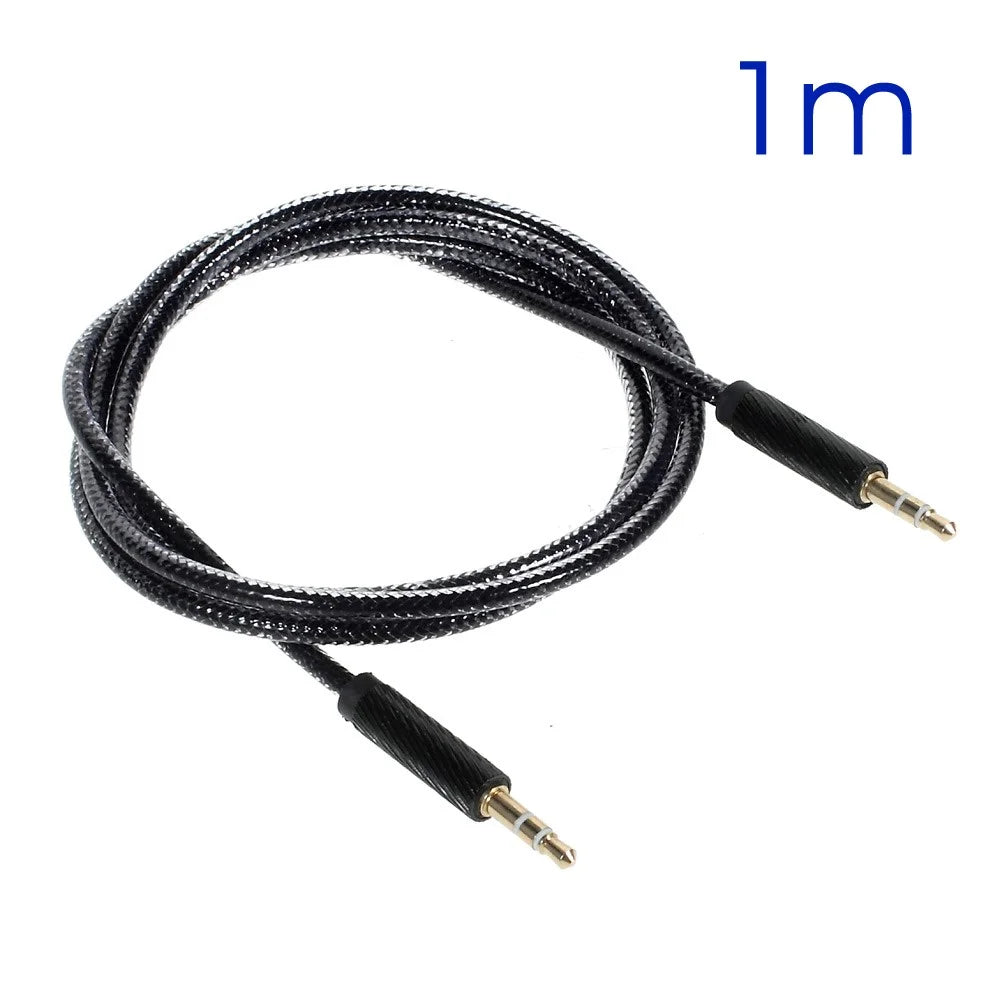 Gold Color Plated 3.5mm Male to Male Stereo Audio Cable - Black - 1