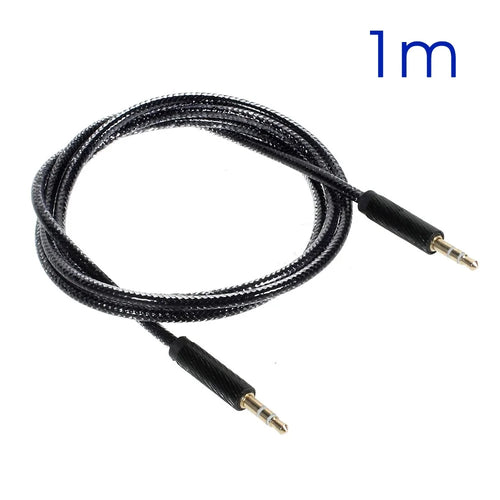 Gold Color Plated 3.5mm Male to Male Stereo Audio Cable - Black - 1