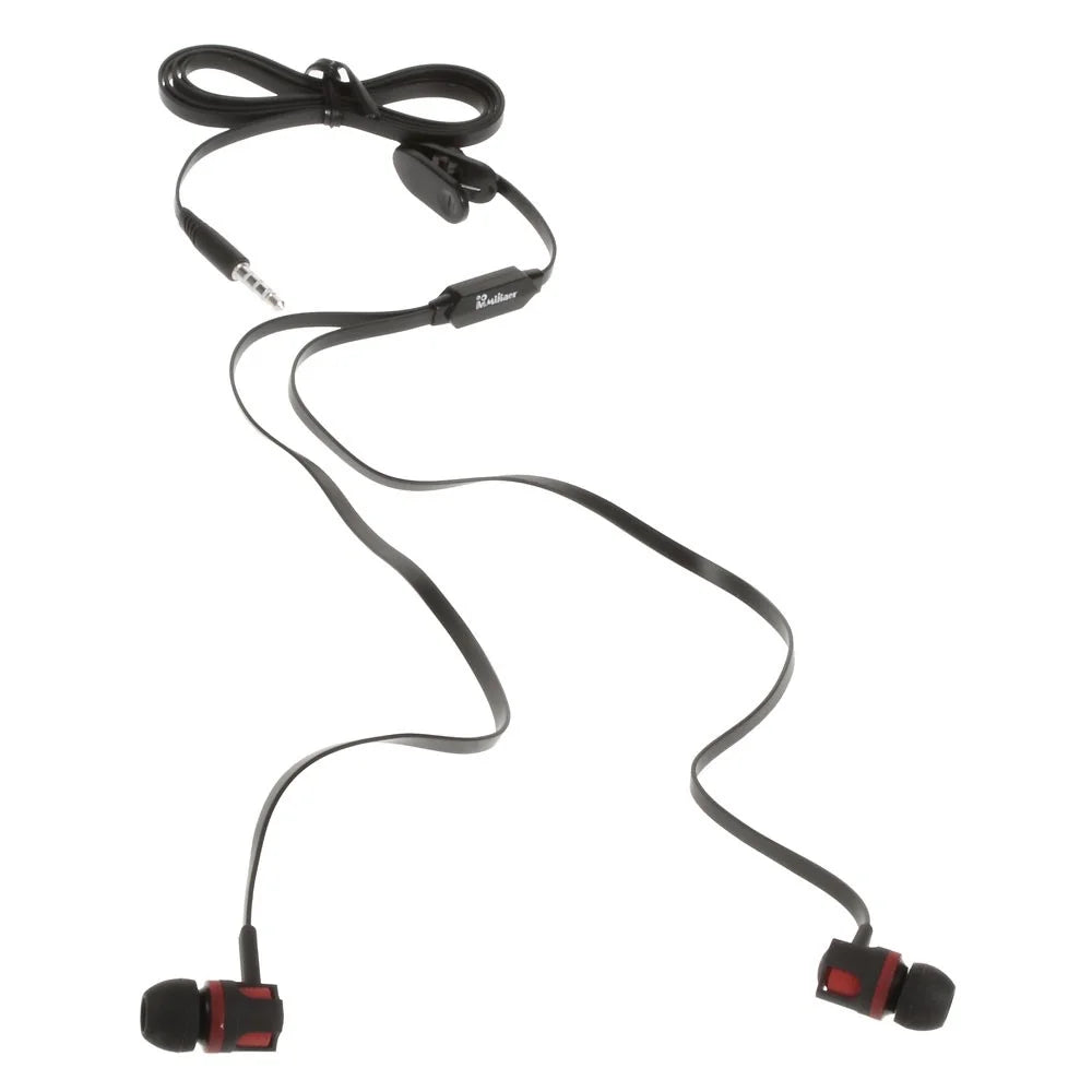 LANGSDOM JM26 3.5mm Flat In-ear Stereo Earphone Headset with Mic for iPhone Samsung HTC - Black - 3
