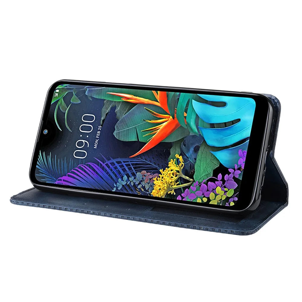 Vintage Style Leather Wallet Case for LG K50/Q60 - Blue - 6
