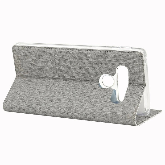 VILI DMX Cross Surface Leather Card Holder Phone Case for LG G8s ThinQ - Grey - 7