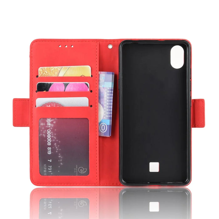 Wallet Leather Stand Phone Cover Case for LG K20 (2019) - Red - 6
