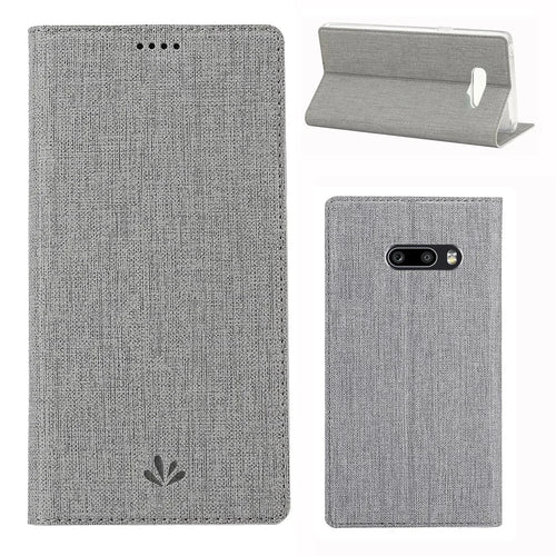 VILI DMX Cross Texture Leather Stand Case with Card Slot for LG G8X ThinQ / V50s ThinQ - Grey - 1