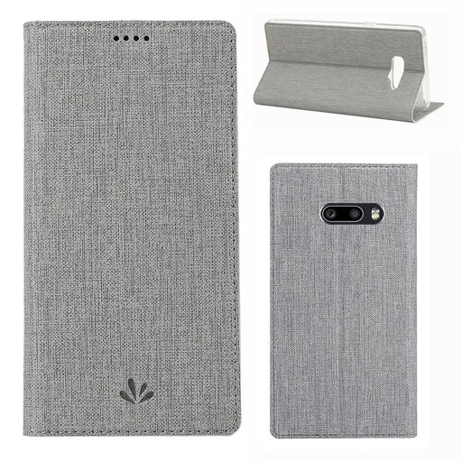 VILI DMX Cross Texture Leather Stand Case with Card Slot for LG G8X ThinQ / V50s ThinQ - Grey - 1