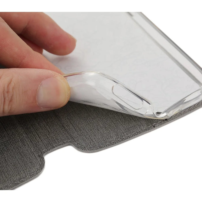VILI DMX Cross Texture Leather Stand Case with Card Slot for LG G8X ThinQ / V50s ThinQ - Grey - 7