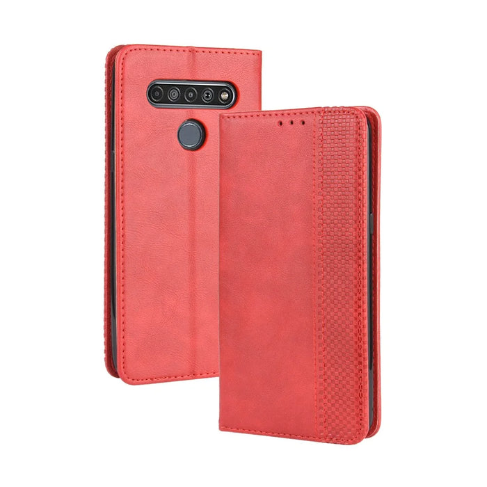 For LG K51S/K41S Auto-absorbed Retro Leather Case with Wallet Stand - Red - 2