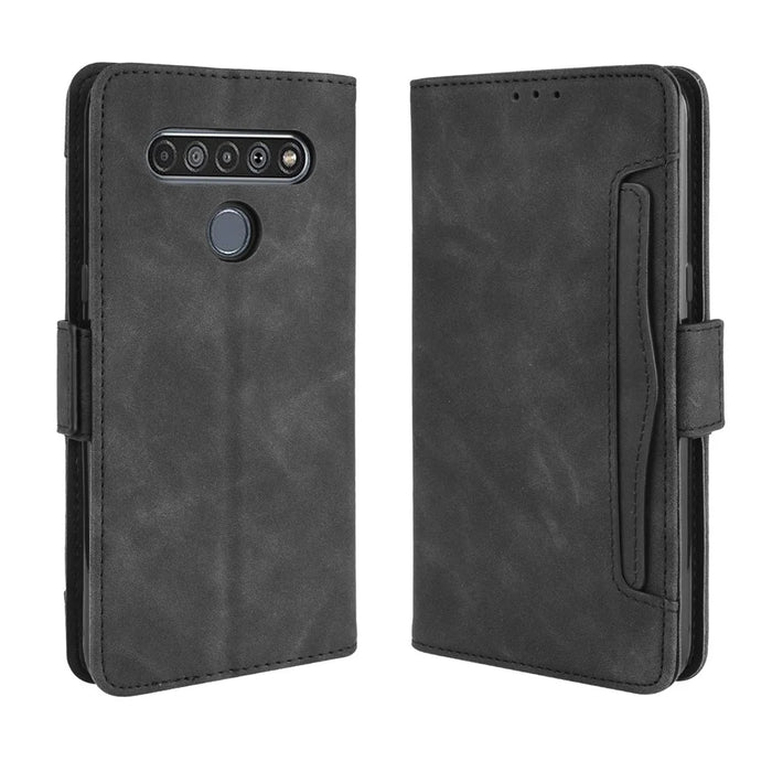 Stand PU Leather Cover with Multiple Card Slots for LG K61 - Black - 2
