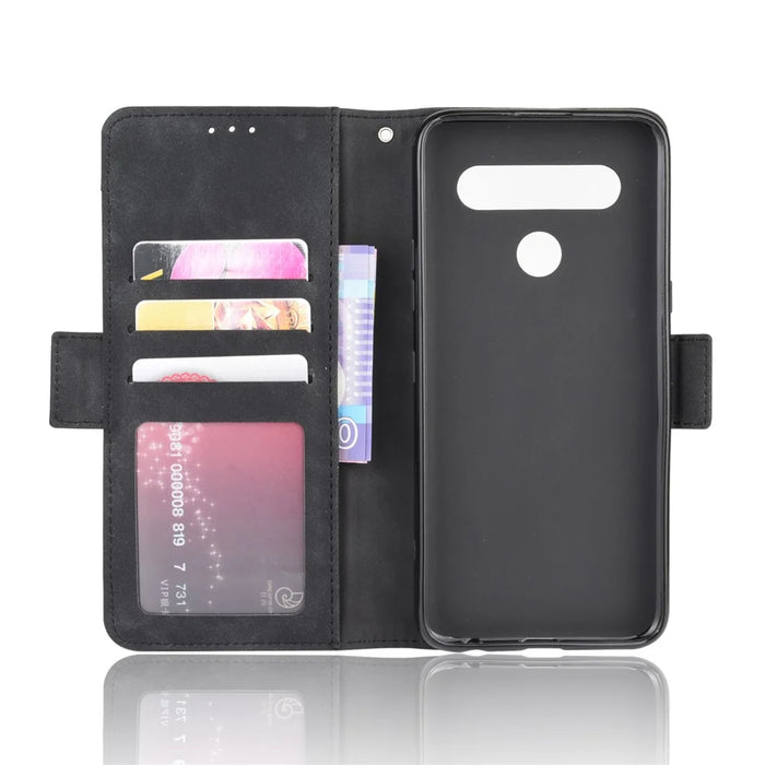 Stand PU Leather Cover with Multiple Card Slots for LG K61 - Black - 5
