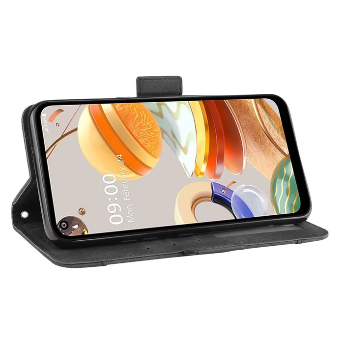 Stand PU Leather Cover with Multiple Card Slots for LG K61 - Black - 7