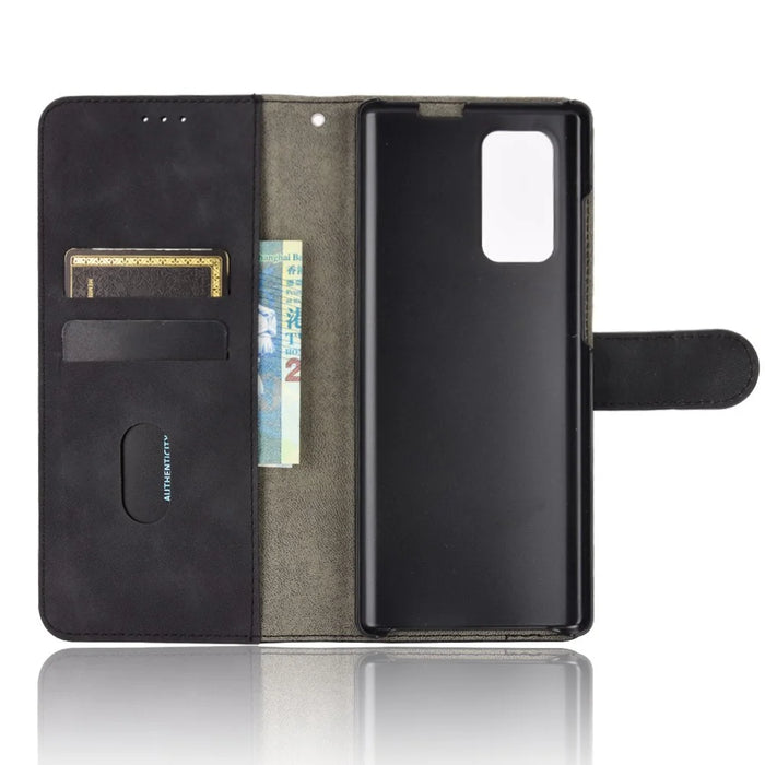 Skin-touch PU Leather Wallet Cell Phone Case for LG Wing 5G - Black - 3