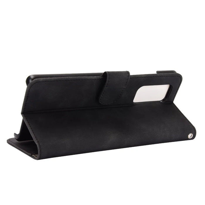 Skin-touch PU Leather Wallet Cell Phone Case for LG Wing 5G - Black - 5