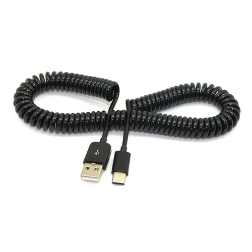 3M Coil Cord USB 3.1 Type C Male to Standard USB 2.0 A Male Data Cable for Nokia N1 Tablet Mobile Phone - Black - 1