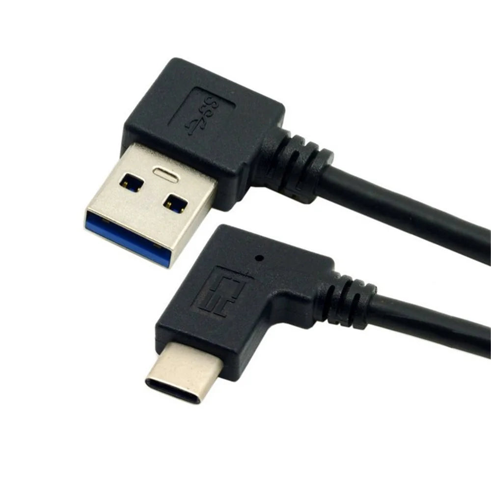 USB Type C Male Connector to 90 Degree Left Angled USB 3.0 Male Data Cable - 1