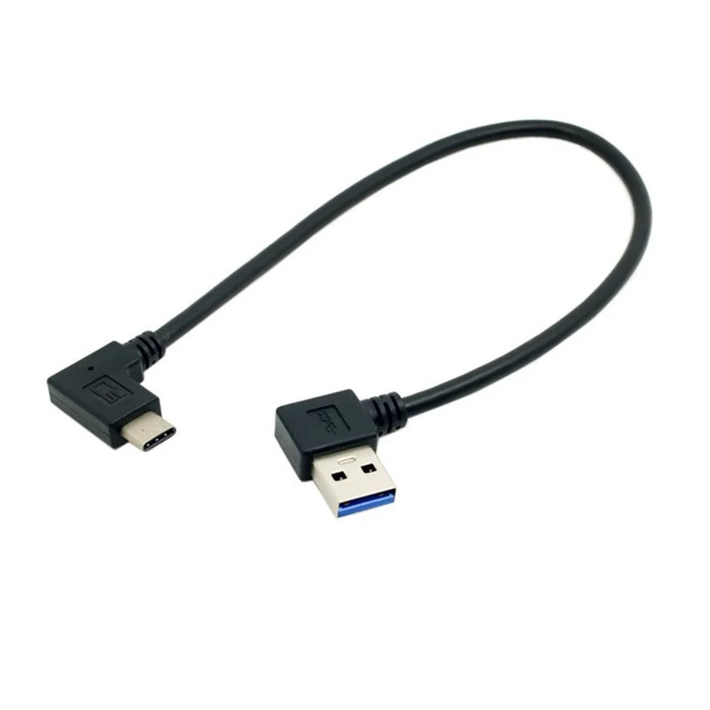 USB Type C Male Connector to 90 Degree Left Angled USB 3.0 Male Data Cable - 2