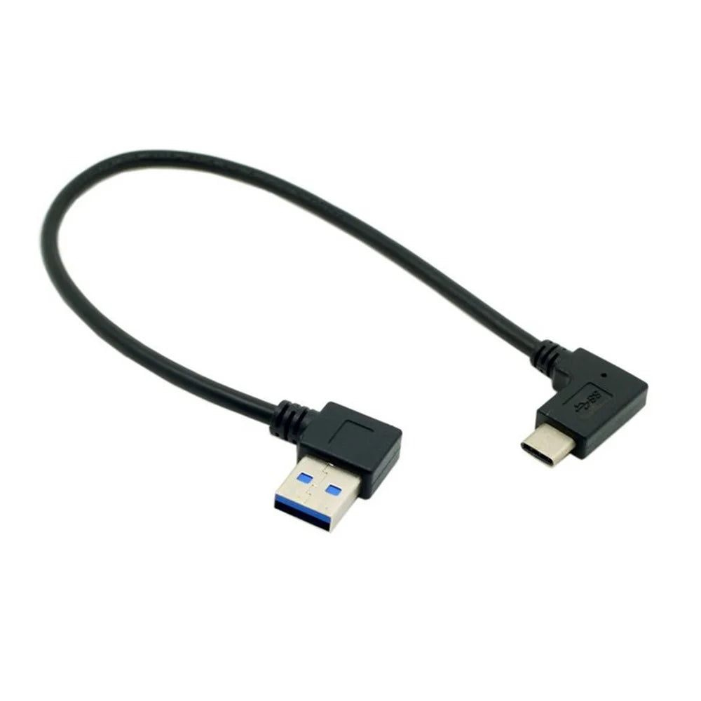 USB Type C Male Connector to 90 Degree Left Angled USB 3.0 Male Data Cable - 3