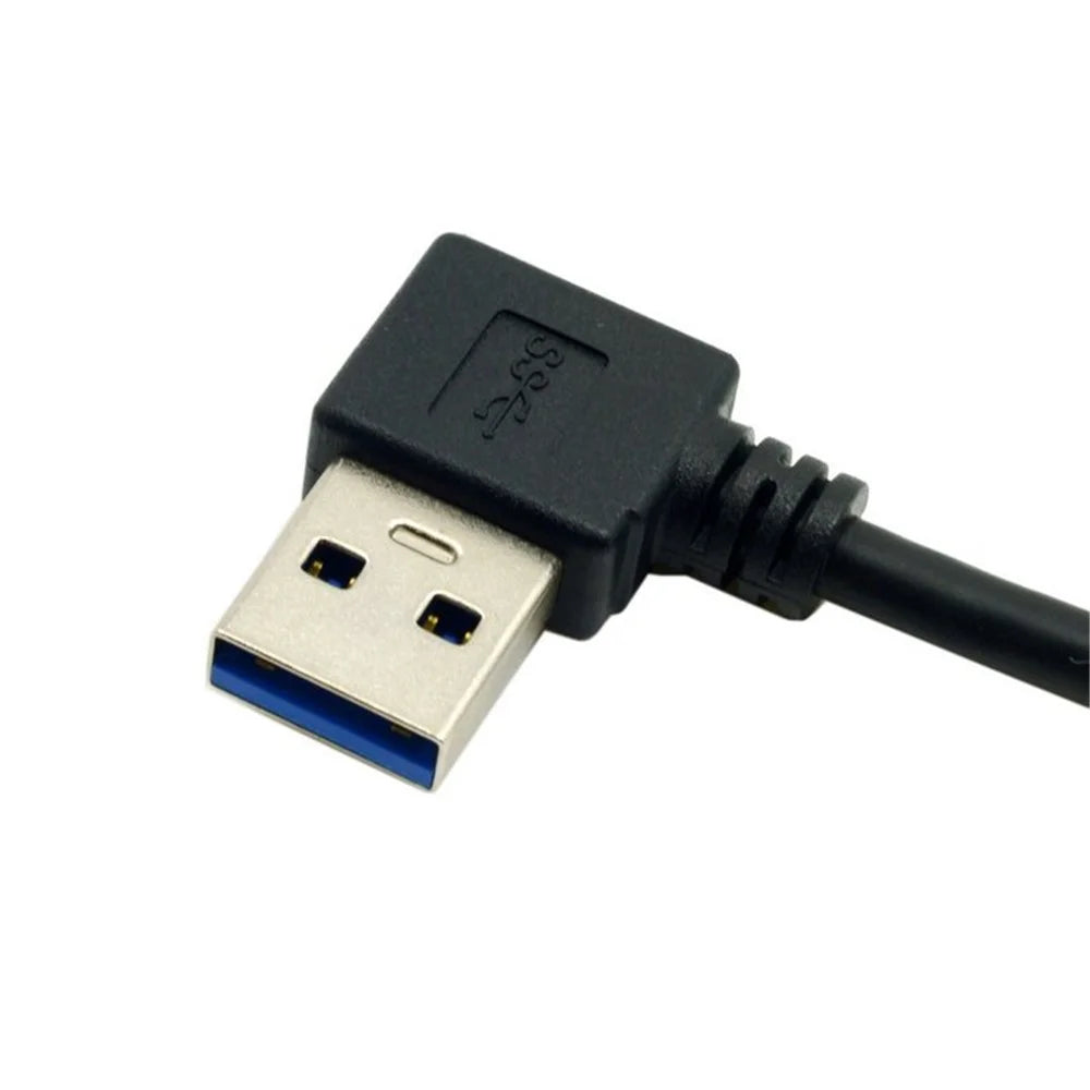 USB Type C Male Connector to 90 Degree Left Angled USB 3.0 Male Data Cable - 5