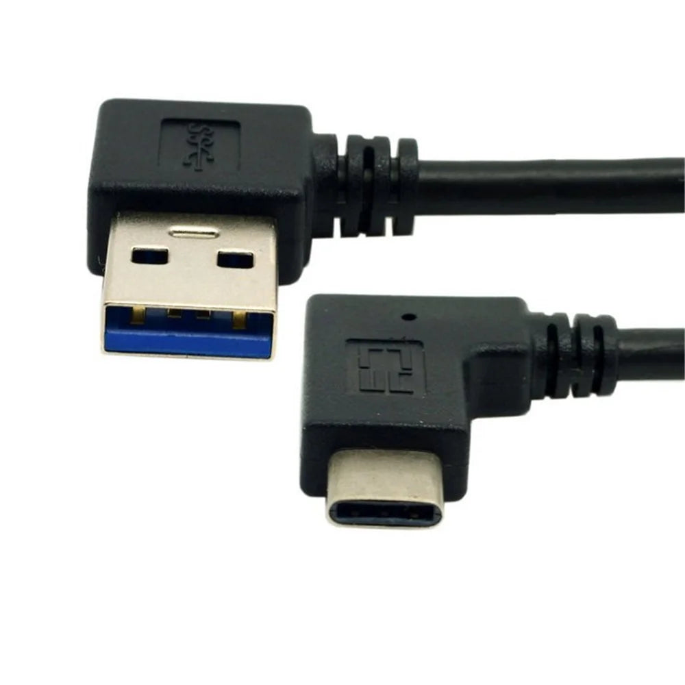 USB Type C Male Connector to 90 Degree Left Angled USB 3.0 Male Data Cable - 6