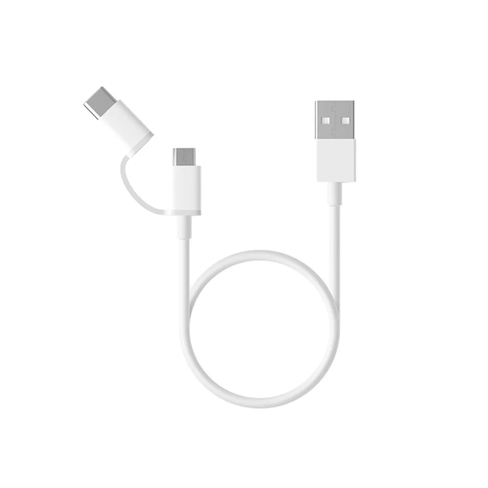 XIAOMI 1m 2-In-1 Data Charge Cable Type C + Micro USB for Xiaomi Mi 5s / Redmi 4 Etc (Chinese Version) - White - 1