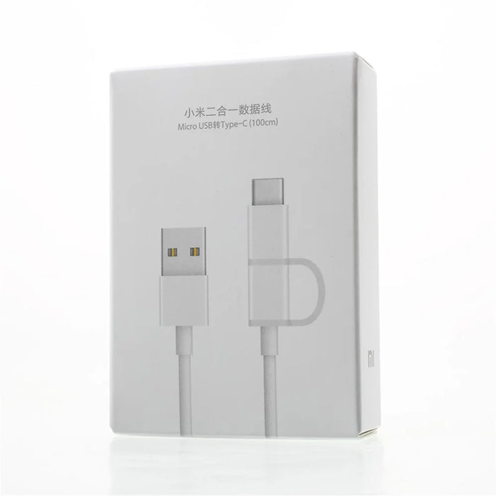 XIAOMI 1m 2-In-1 Data Charge Cable Type C + Micro USB for Xiaomi Mi 5s / Redmi 4 Etc (Chinese Version) - White - 4