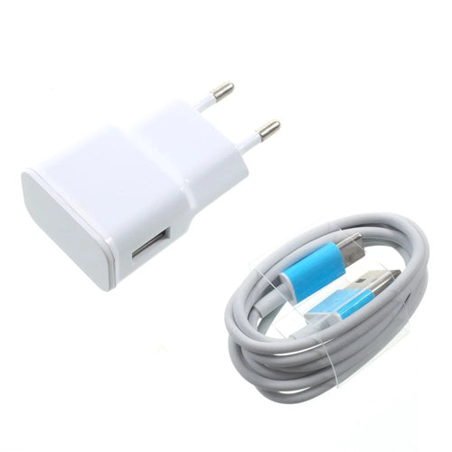 5V 2.1A Wall Charger Travel AC Adapter + 1M USB Type-C Cable - White / EU Plug - 1