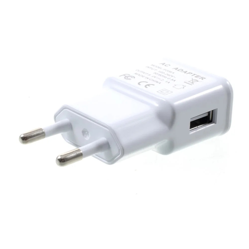 5V 2.1A Wall Charger Travel AC Adapter + 1M USB Type-C Cable - White / EU Plug - 2