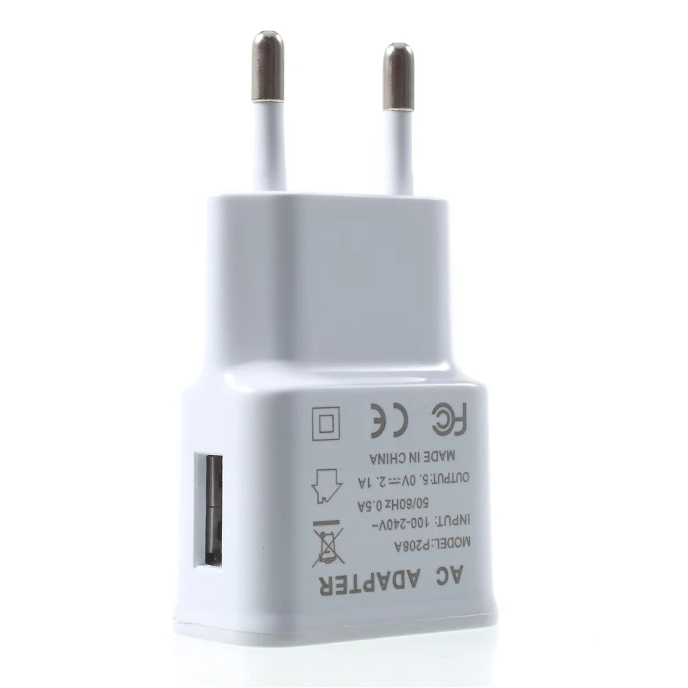 5V 2.1A Wall Charger Travel AC Adapter + 1M USB Type-C Cable - White / EU Plug - 3