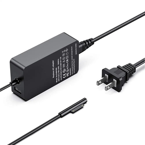 44W 15V 2.58A Power Adapter Charger with USB Charging Port for Microsoft Surface Pro 6/5/4/3 etc. - US Plug - 1
