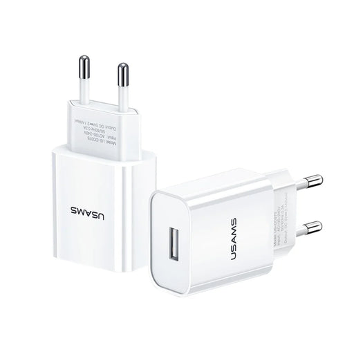 USAMS US-CC075 T18 5V 2.1A Single USB Travel Wall Time-Saving Charger for Smartphones - EU Plug - 1