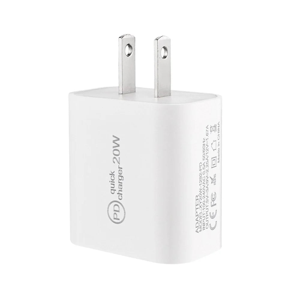 20W PD Intelligent Quick Charging Wall Charger Portable Travel Charger for iPhone Huawei Xiaomi Samsung Mobile Phones [US Plug] - 1