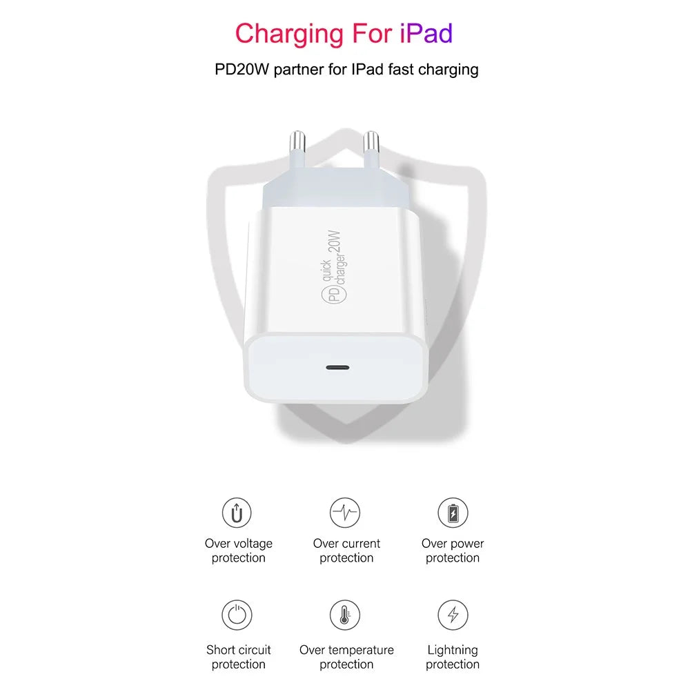 PD 20W Fast Charging USB C Charger Block EU Plug Power Adapter for iPhone 13 / 14 Series - 5