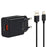 LZ-728 Quick Charger 18W [EU Plug] Travel Charger + USB to Type-C Data Cable, Length: 1m - Black - 1