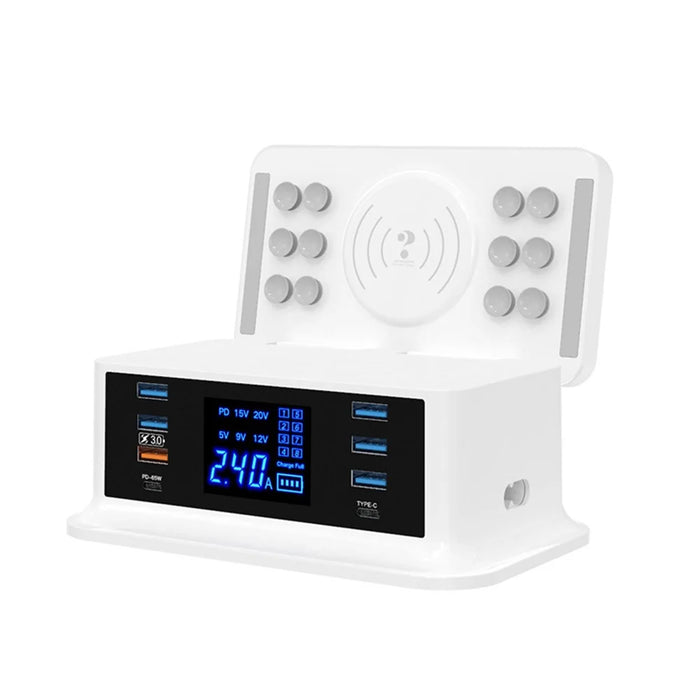 WIN HOW SOLUTION YC-CDA36 PD65W Fast Charge QC3.0 Mobile Phone Laptop Charger Dock Wireless Charger with Night Light (CE Certificated) - EU Plug - 1