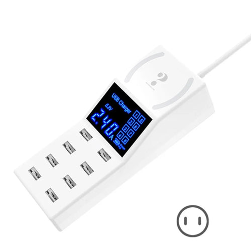 WIN HOW SOLUTION YC-CDA31 8 USB Ports 40W Mobile Phone Tablet Charger Hub Charging Dock with Large LED Screen - US Plug - 1