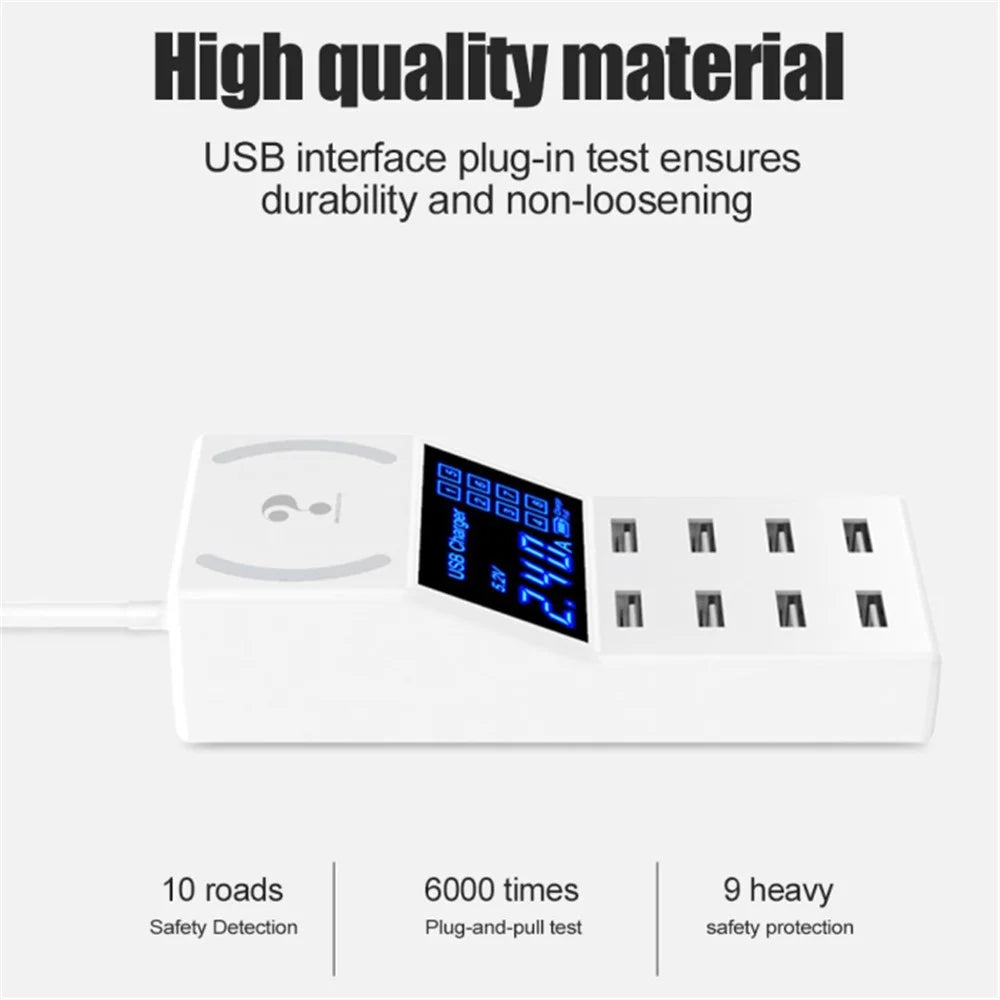 WIN HOW SOLUTION YC-CDA31 8 USB Ports 40W Mobile Phone Tablet Charger Hub Charging Dock with Large LED Screen - US Plug - 4