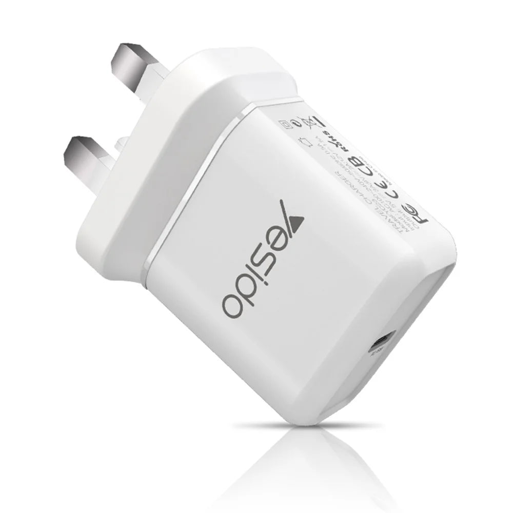 YESIDO YC23 USB C PD 18W High Power Wall Fast Charger Block Power Adapter - UK Plug - 1