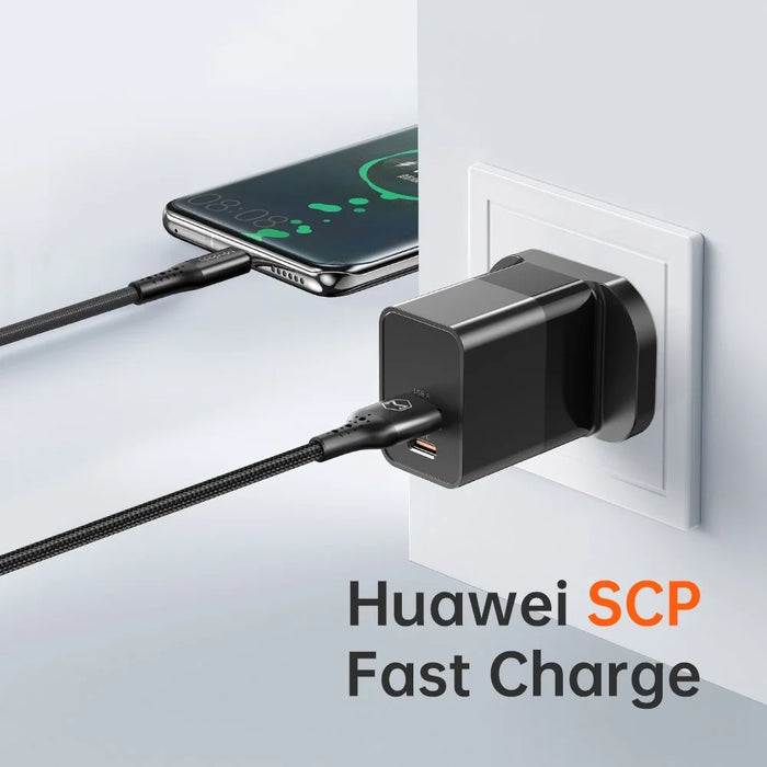 MCDODO CH-130 PD 20W Fast Charging Adapter USB+Type-C Dual Port Wall Charger - Black/UK Plug - 4