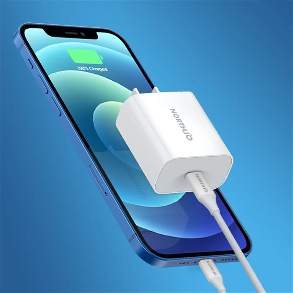 NORTHJO NOPD200101 PD 20W Type-C Single Port Wall Charger Phone Fast Charging Adapter - US Plug/White - 5